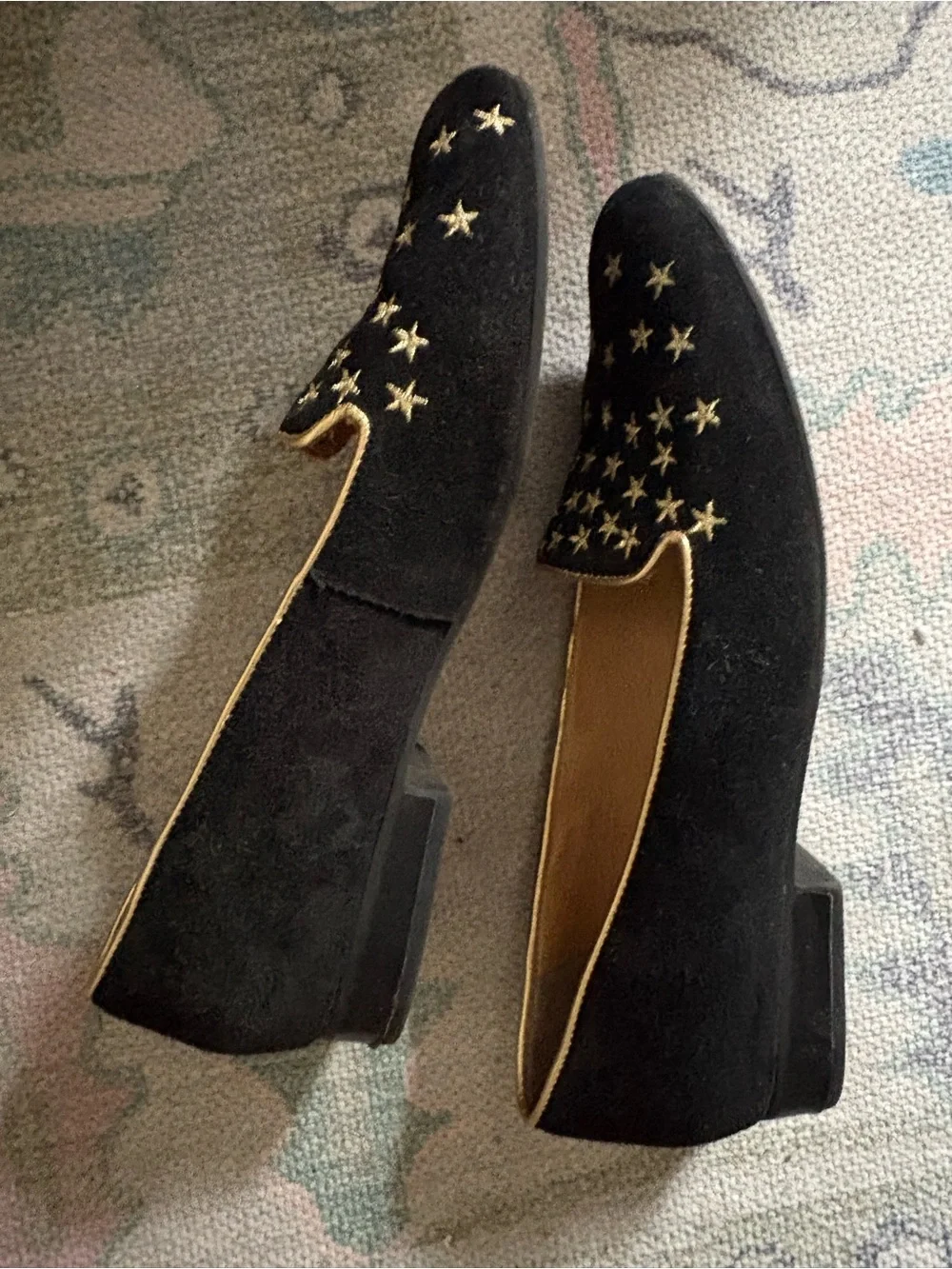Jack Rogers Black & Gold Star-Embroidered Women's Flats